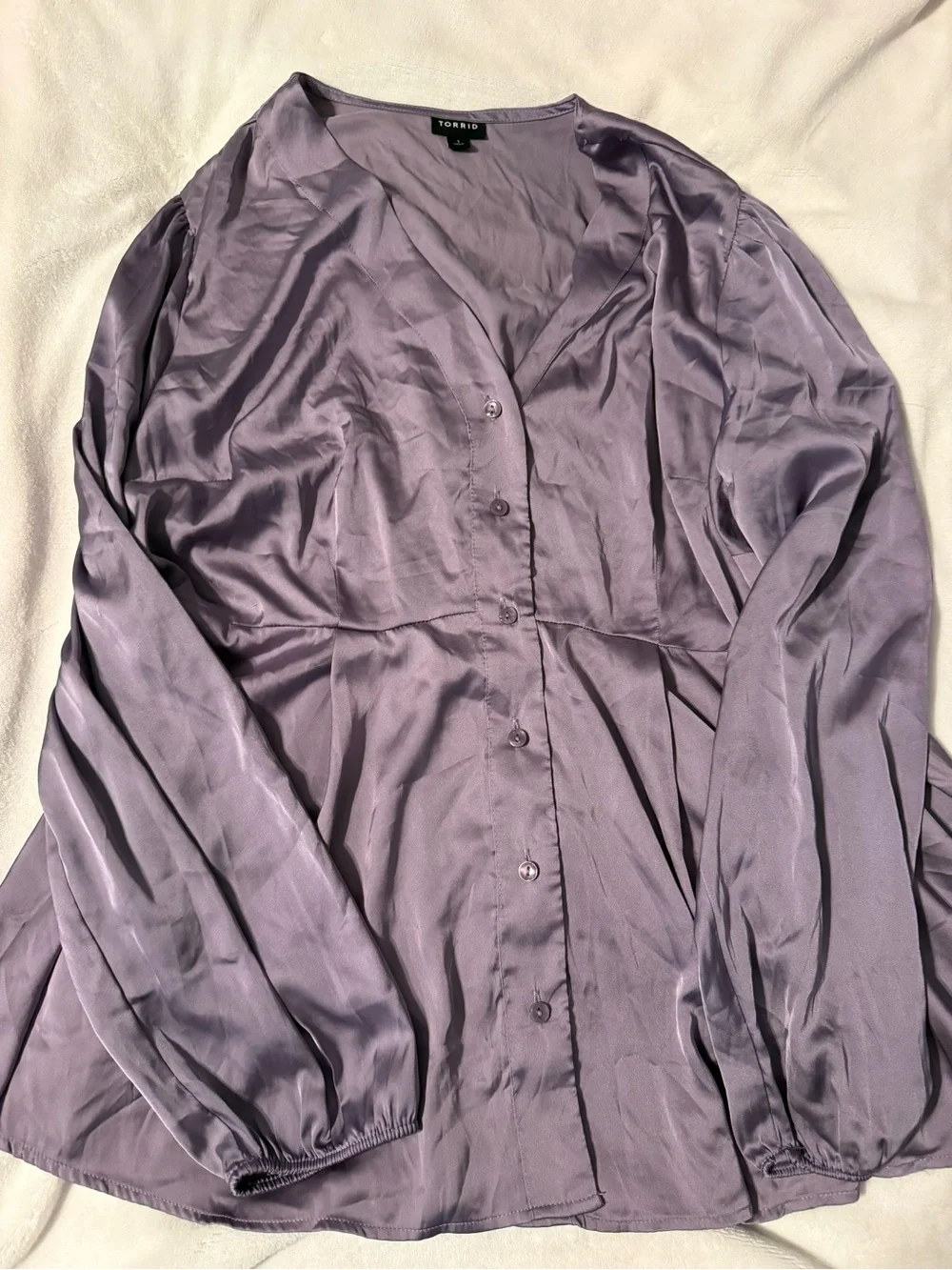 torrid Lavender Satin-Look Button Down Shirt